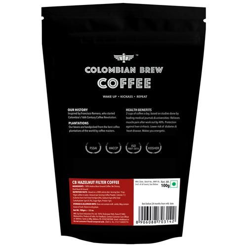 Colombian Brew Coffee Hazelnut Filter Coffee - 100percent Arabica, 100 g Pouch-2.webp